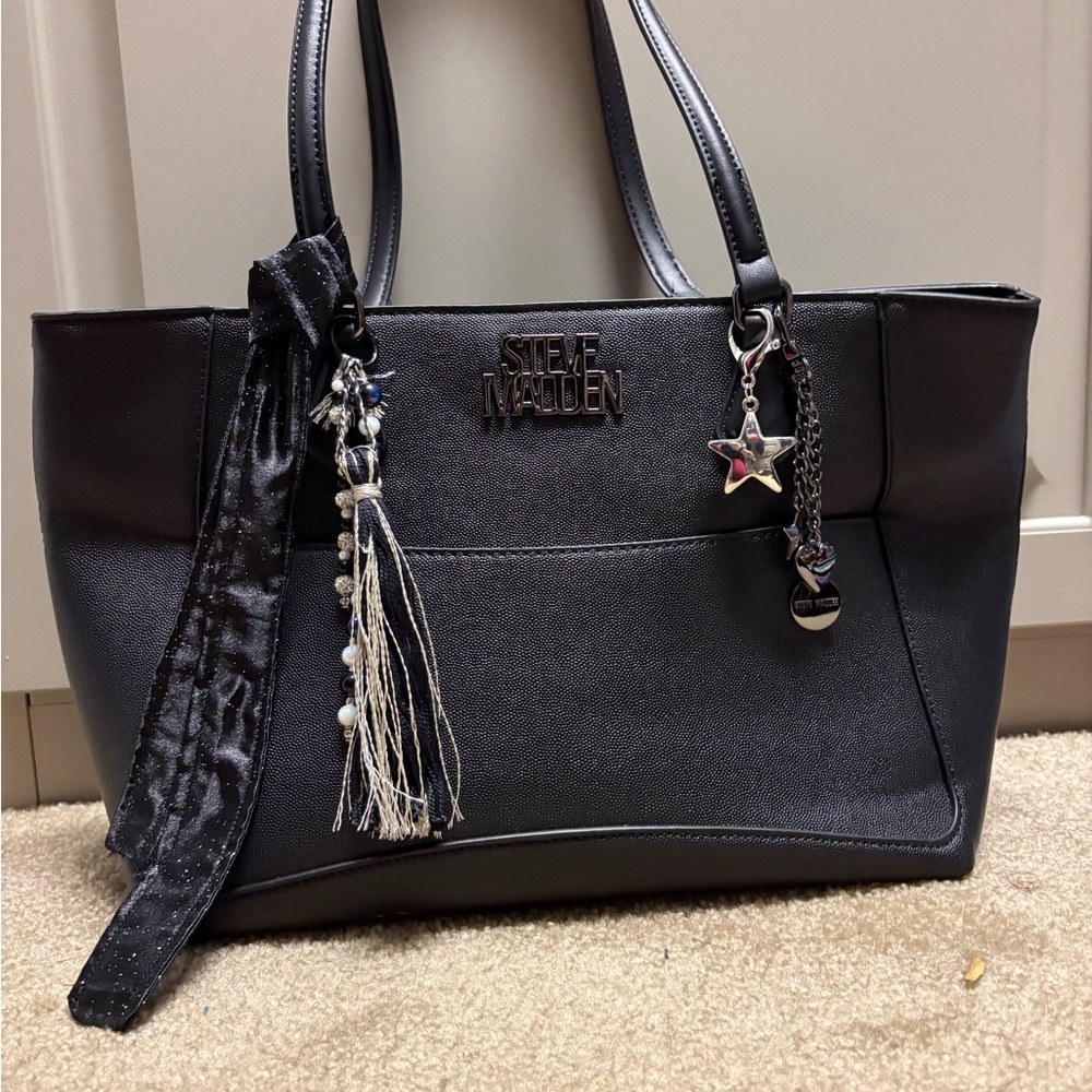 Steve Madden Elegant Black Tote with Charms